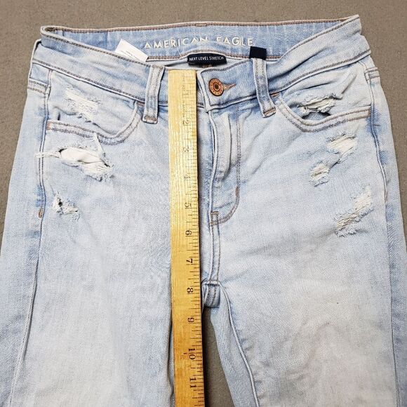 American Eagle next level Stretch Size 0 regular Hi-Rise distressed Jegging - Picture 16 of 16
